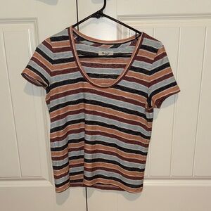 Madewell Striped Multicolor Scoop Neck Top